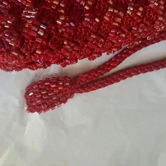 Crotchet beaded drawstring bag - Picture 3 of 8